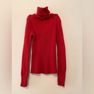 Red Ribbed Turtleneck
